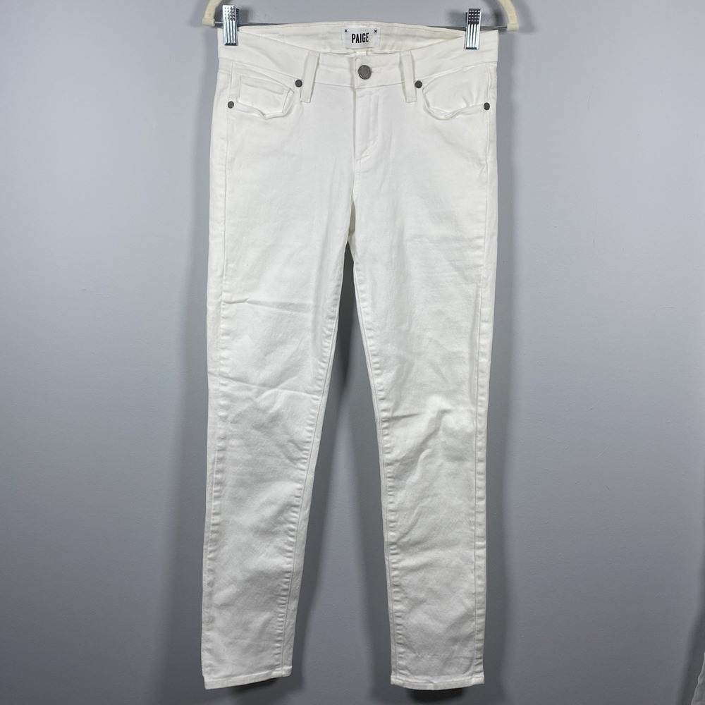 Paige Woman's Skyline Ankle Peg Jeans Size 27 Optic White Slim Skinny Leg